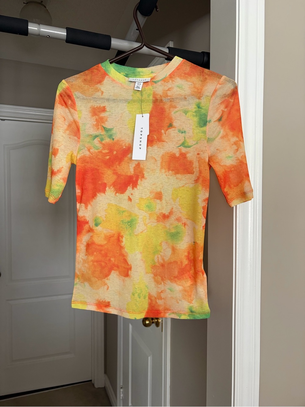 Topshop Kids Tie-Dye Short Sleeve Tee in Orange, Yellow & Green